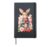 Easter Bunny in Denim Jacket Lying Flowers and Strawberries Hardcover Journal, Black