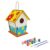 Easy-to-Paint Wooden Birdhouse Ornament Kit with Pens, Natural Boxwood DIY Craft for Quick Home Decor (1 Piece)