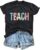 Eatbook Teacher Shirts for Women Funny Back to School Teacher Graphic Tee