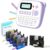 EazeID Label Maker with 5PK Tapes Laminated Color, Purple Label Maker Waterproof-Labels, Desktop Labeler Machine for Home Kids School Items, Keyboard Labeler
