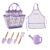 Ecolley Toddler Gardening Set – 7 Pieces Kids Gardening Tools Set Outdoor Toys for Kids Toddler Tote Bag, Watering Can, Shovel, Rake Purple Unicorn Print