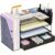 ECOLOVI Desk Organizer, 4-Tier Paper Organizer Letter Tray with File Holder, Drawer and 2 Pen Holders, Desktop File Organizer for Office Supplies, Workspace Storage, Black