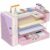 ECOLOVI Desk Organizer, 4-Tier Paper Organizer Letter Tray with File Holder, Drawer and 2 Pen Holders, Desktop File Organizer for Office Supplies, Workspace Storage, Pink