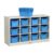 ECR4Kids 12 Cubby Mobile Tray Cabinet and 15 Scoop Front Bins, 3×4, Kids Furniture, Blue