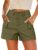 Eddoyee Cargo Shorts for Women Cotton Y2k High Waist Stretchy Shorts Wide Leg Casual Shorts with Pockets Army Green Large