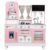 EDUBEBO Kids Kitchen playset, Wooden Play Kitchen, Height Adjustable, Comes with Various Kitchen Accessories, Ideal Role Play Toy Gift for Toddlers and Kids Ages 3-8 (Pink)