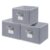 EITMOW 11 inch Woven Fabric Bins, Storage Baskets, Storage Cubes with Reinforced Handles, Organizer Bins for Closet Shelves, Foldable (3, Gray)