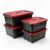 ekoaekoa 4 Pack Heavy Duty Storage Box with Lid, Stackable Plastic Storage Bin Set (2 x 21 QT + 2 x 10.6 QT), Garage Tool Organizer, Durable Storage Containers for Home, Office, Workshop and Moving