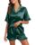 Ekouaer Satin Pajama Set for Women 2 Piece Silk Pj Sleepwear Lake Green S