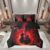 Electric Guitar Comforter Set Queen,Rock Music Theme Guitar Musical Notes Bedding Set,Neon Red Glowing Modern Artistic (Comforter+Fitted+Flat Sheet+2 Pillowcases+2 Throw Pillow Covers) 7 Pcs