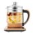 Electric Kettle 1.8L 800W Glass Tea Maker, Multifunction Health Pot with 12 Brewing Modes, 24H Reservation Timer 304 Stainless Steel Heating Plate for Hot Water Boiling Tea Coffee Soup