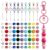 EQUNROY 80 Pcs Beadable Keychain Making Kit, 10 Pcs Beadable Keychain Bars with 70 Pcs Bubblegum Beads & Spacer Beads, DIY Craft Supplies Jewelry Making Party Favors Gift