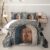 Erosebridal Medieval Door Quilt Knight Castle Door Quilt Set King Stone Tower Castle Coverlet Medieval Knight Theme Quilted Bedspread with 2 Pillowcases