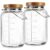 Essmilkee 2 Pack Square Glass Storage Jars with Lid and Handle, 1 Gallon Glass Mason Jars with Airtight Lid, Wide Mouth Container with Measurement Scale, Large Capacity