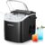 EUHOMY Countertop Ice Maker Machine with Handle, 26.3lbs in 24Hrs, 9 Ice Cubes Ready in 6 Mins, Auto-Cleaning Portable Ice Maker with Basket and Scoop, for Home/Kitchen/Camping/RV. (Black)