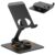 Euqvunn Universal Phone Stand for Desk, Angle Adjustable Metal Phone Holder, 360 ° Free Rotation Mobile Phone Stand, Ideal for All Mobile Phones and Tablets, Black