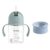 Evorie 7 Oz Tritan Baby Straw Cup (6M+) with 360 Trainer Lid (12M+) Bundle (Light Blue+Sea Salt Blue)