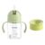 Evorie 7 Oz Tritan Baby Straw Cup (6M+) with 360 Trainer Lid (12M+) Bundle (Light Matcha+Green Grape)