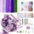 EWEIS 650 PCS Pipe Cleaners Flower Kit, 7 Colors Chenille Stems Bulk for DIY Craft, Adults Beginners Flower Making Set with Floral Wires, Stamens, Wrapping Paper, Purple Rose Bouquet Set with Gift Box