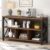 EXCEFUR 47 Inch Rustic Walnut Horizontal Bookshelf, Modern 4 Cube Storage Organizer for Living Room Bedroom Home Office, Industrial Low Wide Wood & Metal Bookcase for Display