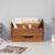 ExoLiry Rustic Brown Wood Desktop Stationery Organizer Mail Sorter Office Supplies Multiple Compartments Bottom Storage Drawer Wooden Caddy Pencil Holder Pen Scissors Tabletop Home Studio Workstation