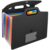 Expandable Folder with Handle, 13 Pockets File Folder for A4 Size Documents, Portable Accordion File with Rainbow Divider, Elastic String Closure for Office Business Home, Black