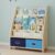 EXPERLAM 4 Tier Kids Bookshelf with Storage Bins, Solid Wood Toddler Book Shelf and Toy Organizer, Sling Book Rack for Kids Room, Nursery, Playroom, Blue