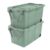 Extra-Large Wheeled Industrial Storage Bin, 40 Gallon Durable Plastic Storage Tote with Latching Lid and Pull Handle, Green, 2 Pack