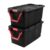 Extra-Large Wheeled Industrial Storage Bin, 40 Gallon Durable Plastic Storage Tote with Latching Lid and Pull Handle, Black, 2 Pack