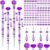 Exway 100 PCS DIY Fairy Wand Beaded Garden Stake Beads Kits with Purple Large Hole Beads 4 Crystal Stopper Top Threaded Rods and 4 Purple Sparkling Crystal Pendants for Outdoor Indoor Decor