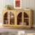 EYYTHUNG Storage Cabinet with 4 Doors, Arched Sideboard Buffet Cabinet with Adjustable Shelves, Accent Display Cabinet with Acrylic Door for Living Room, Entryway, Dining Room, Natural Oak