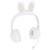 Fabater Rabbit Ear Bluetooth 5.0 Headphones for Kids, Folding Wireless Headset with LED Lights, Over Ear Headphones for Online Learning PC Tablet, 12H Battery, Wired & Wireless (White)