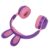 Fabater Rabbit Ear Headphones, Bluetooth 5.0 Kids Wireless Headset Over Ear Headset with LED Lights Folding Design for Children 3 Years Old Online Learning PC Tablet (Purple)