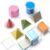 Faccito 8 Pcs 8 Styles Geometric Solids 2D Folding Nets & 3D Shapes Geometric Shapes Early Math Multicolored Blocks Manipulatives and Geometry Set for Classroom Homeschool Math Teacher Supplies