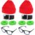 Fallhork 8 Pcs Women Halloween Costume Accessories Include Red Beanie Square Glasses Black Belt Green Shoelaces for Halloween Dress up Costume Accessories