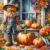 Fall Scarecrow Pumpkin Leaf Diamond Art Painting Kits for Adults, Diamond Painting Kits for Adults Beginners, 5D DIY Full Drill Diamond Dot Gem Art Kits for Adult, Home Wall Decor 13.8×13.8 Inch