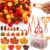 Fall Sensory Bin Fillers – 353 PCS Thanksgiving Fine Motor Toys for Kids, Autumn Counting Sorting Set with Felt Leaves Tweezers & Clip for Sorting Counting Training Preschool Learning Activity
