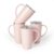 famiware Jupiter Large Coffee Mug, 20oz Coffee Mug with Lid, Ceramic Mugs Set of 4, Cup Set with Handle for Latte, Tea, Cocoa, Milk, Home & Office, Microwave and Dishwasher Safe, Light Pink