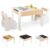FANTASK, 3-piece 2 chair wood, craft room furniture, activity, children’s seating set with storage table top, White, Maße Tisch: 63,5 x 61,5 x 48 cm (L x B x H)