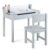 FANTASK Children’s Desk with Chair, Children’s Desk with Paper Roll & Marker, Children’s Seating Set with Folding Table Top, Youth Desk with Storage Space for Children from 3 Years (Grey)