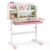 FANTASK Children’s Height Adjustable Desk, Children’s Desk with Tilting Table Top, Shelves & Drawer, Multifunctional Student Desk for 3-12 Years Children (Pink)