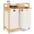 FANTASK Laundry Hamper 2 Compartments, Laundry Basket Bamboo with Removable Laundry Bags & Storage Area, Laundry Sorter Sturdy for Bathroom, Bedroom, Living Room, White