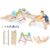 FANTASK Wooden Climbing Frame, Set of 4, Folding Climbing Triangle with Slide, Arch, Net & Double-Sided Ramp, Includes Building Blocks & 2 Cars, Universe Rung Triangle for Children from 1 Year