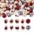 FASHEWELRY 100Pcs 16mm Wood Beads Christmas Tree Tartan Snow Man Reindeer