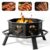 Fautostary 35in Octagonal Fire Pit Steel Wood Burning with Foot Pedal Black