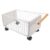 FELTECHELECTR Mobile Rolling Book Cart with Swivel Wheels and Pull Rod, White Iron and Wood Storage Basket for Books and Document Bins, Portable Organizer for Library and Classroom Use,