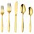 Felvixanor 40-Piece Gold Silverware Set for 8, Stainless Steel Flatware Cutlery Set with Wave Pattern Thickened Handle, Mirror Polished Tableware for Family Gathering Party, Dishwasher Safe