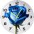 FemiaD 12in Round Wooden Blue Rose Wall Clock, Battery Operated
