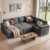 Ferrahaus Modular Sectional Sleeper Sofa with Pull Out Bed, U Shaped Couch