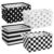 Ferrochef 4 Pcs Black and White Canvas Storage Basket with Handles Foldable Fabric Container Box for Classroom Office Bedroom Shelves Closet Cloth Toy Organizer